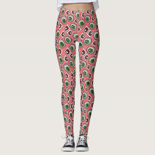 Legging Círculos multicoloridos e anéis retrô dos anos ses