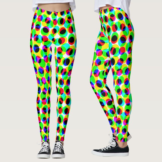 Legging Círculos Pontos Cor Neon Geométrico Abstrato Verde (Criador carregado)