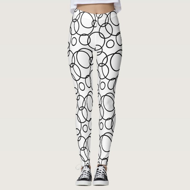 Legging Círculos Pretos E Branco (Frente)