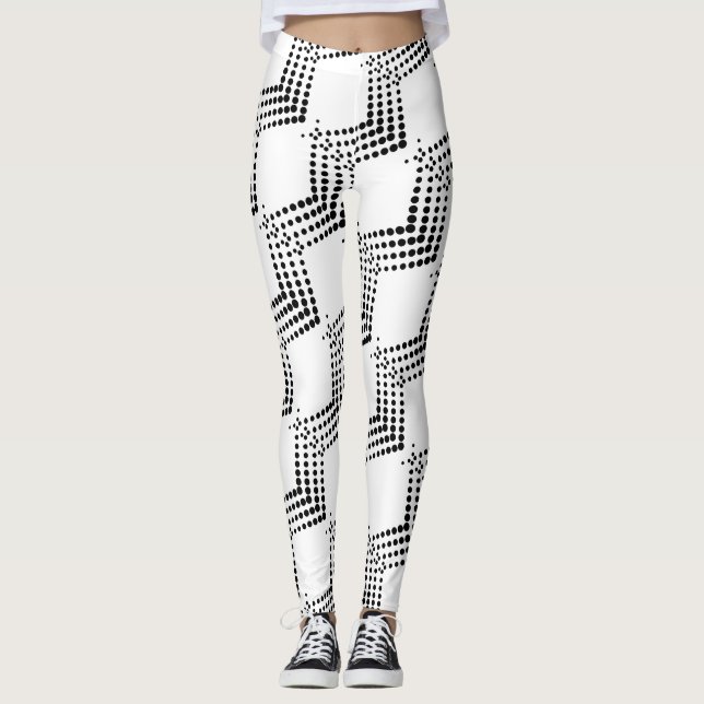Legging Círculos Pulsantes de Meia-Tons abstrato Zigzags (Frente)