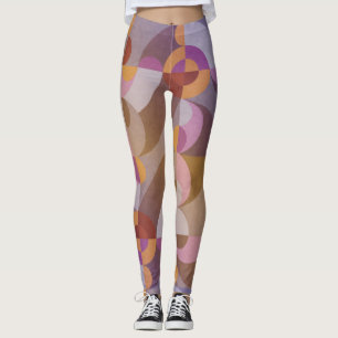 Legging Círculos retros abstratos geométricos em cores