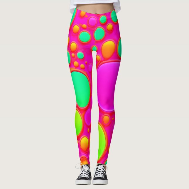 Legging Círculos Rosa e Verde (Frente)