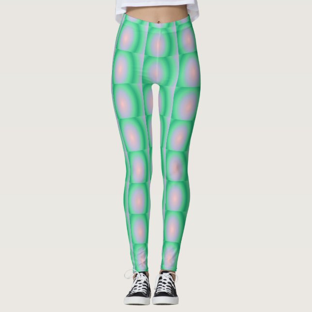 Legging Círculos verdes e cor-de-rosa (Frente)