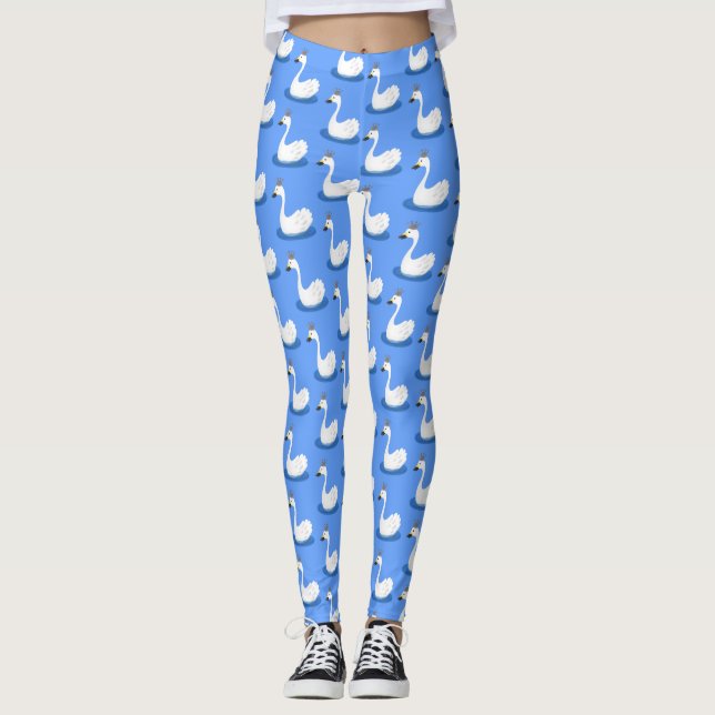Legging Cisne branco bonito com desenho animado (Frente)
