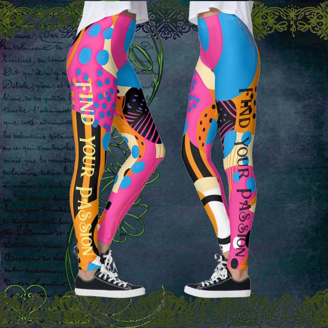 Legging Citação de Cores Vibrantes do Padrão de Abstrato d (Pop Art Abstract Pattern Vibrant Colors Quote Leggings)
