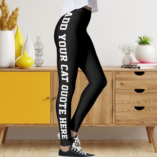 Legging Citação de Gato de Pet Preto Personalizado Preto B (Criador carregado)