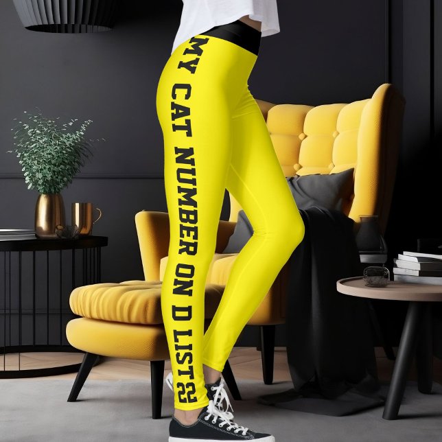 Legging Citação Personalizada De Gato De Pet Em Amarelo Pr (Criador carregado)