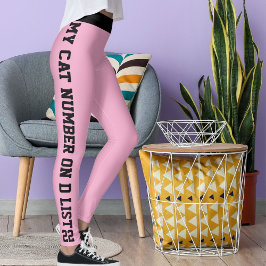 Legging Citação Personalizada De Gato De Pet Em Cor-De-Ros
