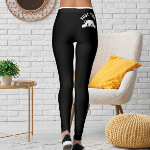 Legging Citação Personalizada de Mãe de Gato Preto e Branc
