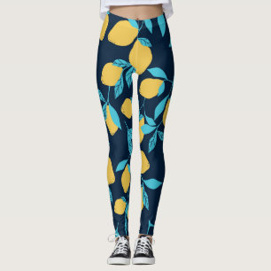 Legging Citros simples: limões em azul.