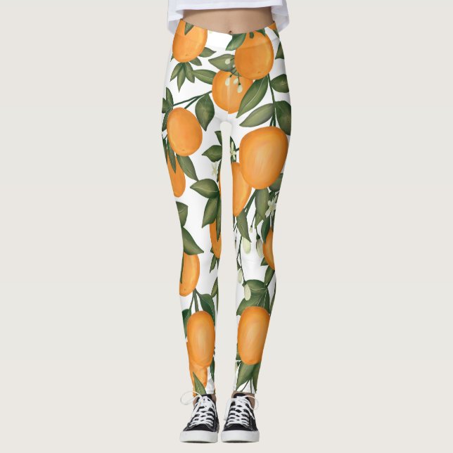 Legging Citrus Summer Clementina, Laranja Botânica Vibrant (Frente)