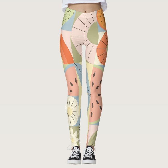 Legging Citrus Watermelon: Patte Geométrica de Abstrato (Frente)
