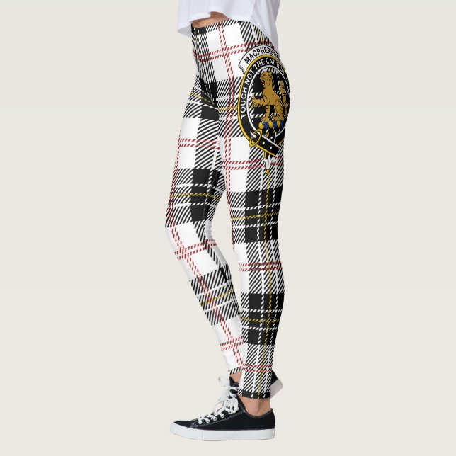 Legging Clã MacPherson Scotstee Brasão Moderno Tartan Mulh (Esquerda)