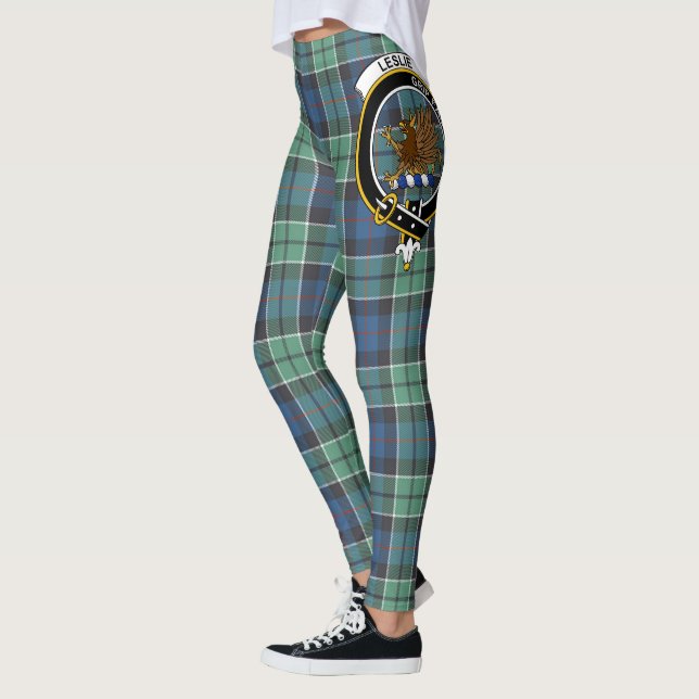 Legging Clã Scotstee Leslie Caça Antigo Crest Tartan (Esquerda)