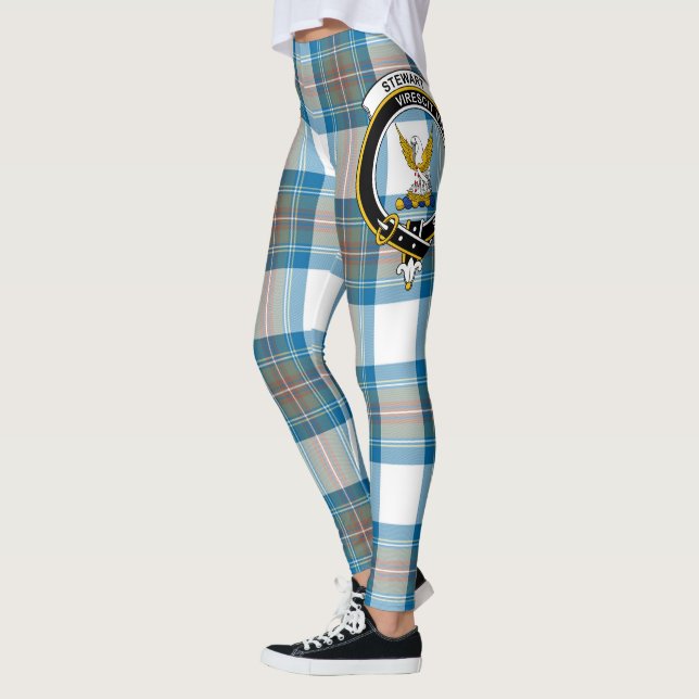 Legging Clã Stewart Scotstee Muted Azul Crest Tartan Mulhe (Esquerda)