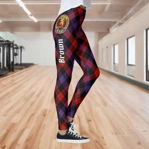 Legging Clan Brown Crest sobre Tartan