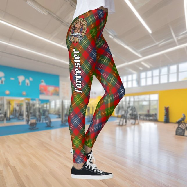Legging Clan Forrester Crest sobre Tartan (Criador carregado)
