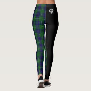 Legging Clan Hamilton Crest & Hunting Tartan / Preto
