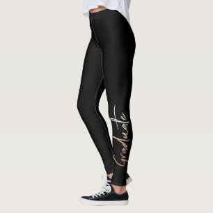 Legging Classe Elegante de Formando de Tipografia Preto Do
