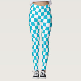 Legging Classic aqua blue checkerboard