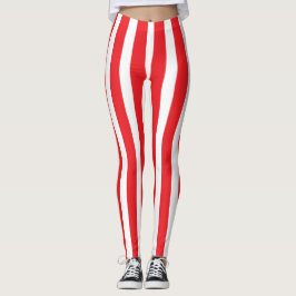 Legging Classic Bright Red and White Striped Stylish