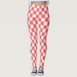 Legging Classic coral red checkerboard
