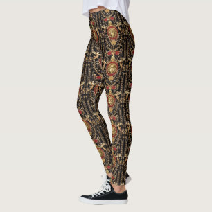 Legging Clássica da Medusa Negra e Vermelha