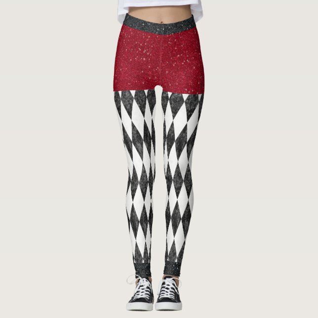 Legging Clássico Black White Harlequin Diamond Argyle (Frente)