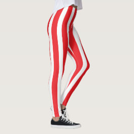 Legging Clássico Listrado de Vermelho e Branco Elegante