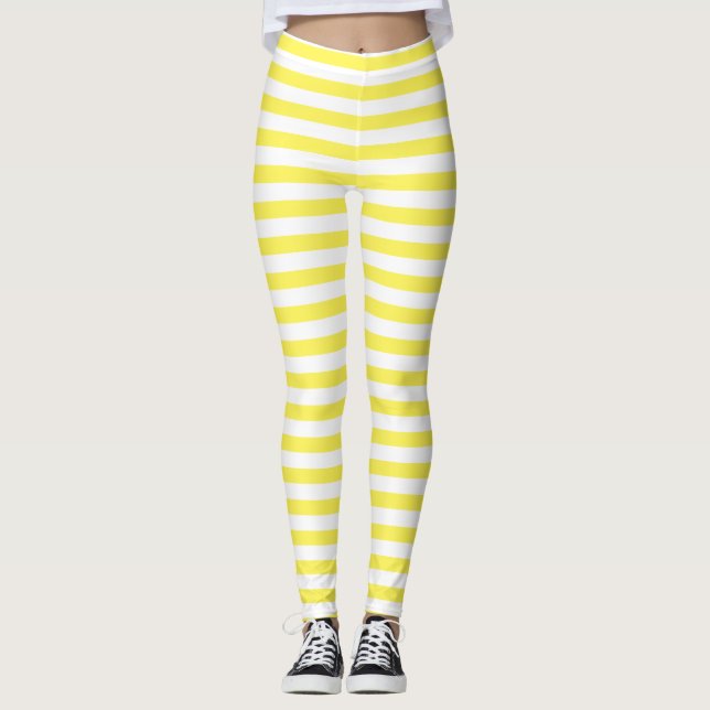 Legging Clássico Moderno Minimalista Listrado de Amarelo e (Frente)