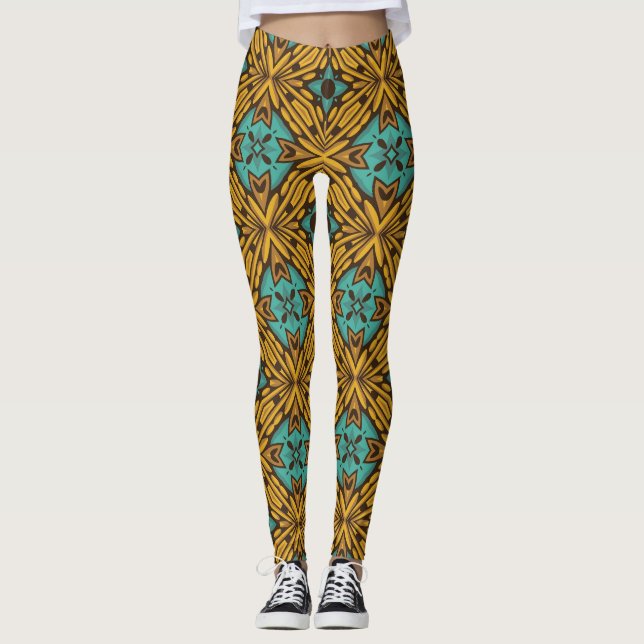 Legging Clássico: Padrão de Vintage do Eterno. (Frente)