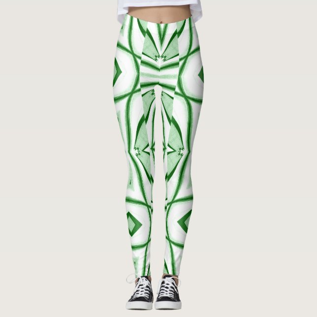 Legging Clássico verde-branco moderno "Ratti_Creative_Arts (Frente)
