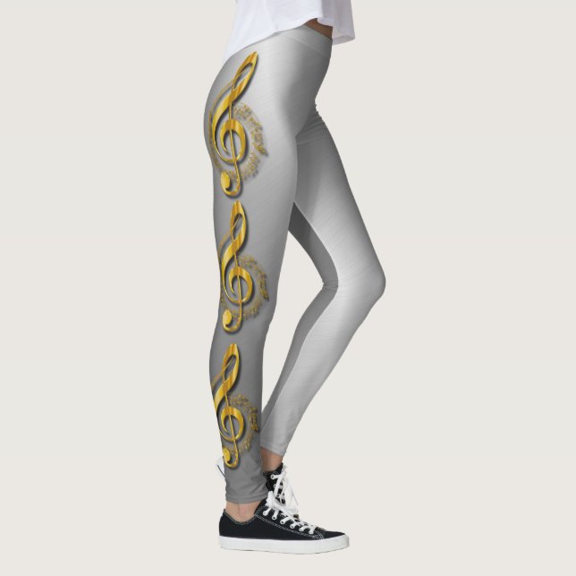 Legging Clef de triplo dourado com notas e sombras (Direita)