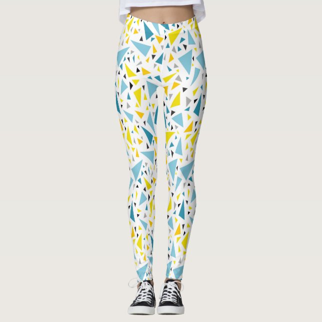 Legging Clique no design favorito Triângulo amarelo e azul (Frente)