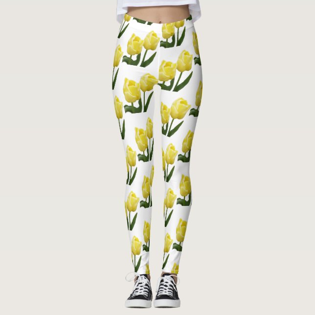 Legging Coágulo das tulipas amarelas (Frente)