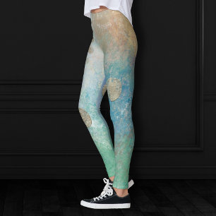 Legging Coastal Grunge   Azul e Verde Dourado