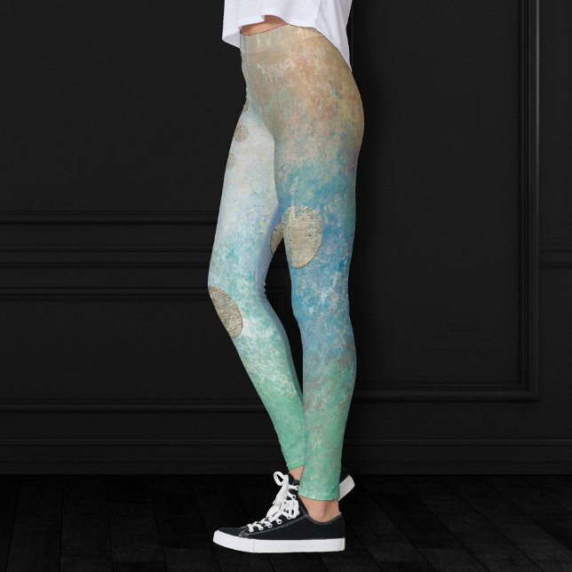 Legging Coastal Grunge | Azul e Verde Dourado (Criador carregado)