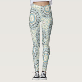 Legging Coastal Mandala in Sand, Blue, and Driftwood Tones