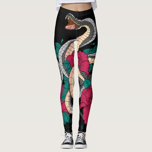 LEGGING COBRA E ROSA VERMELHA (Frente)