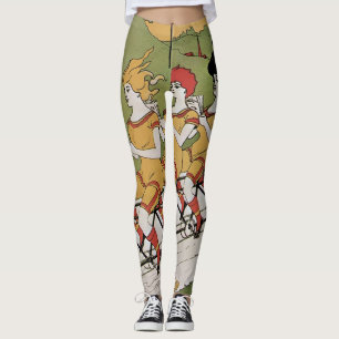 Legging Cobrir Vintage Art Nouveau, Bicicleta Tandem