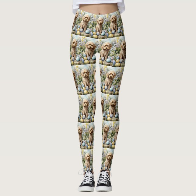 Legging Cockapoo com Festa de Ovos da Páscoa  (Frente)