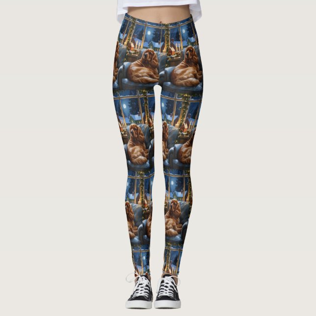 Legging Cocker Spaniel com Feriado das Luzes de Natal (Frente)