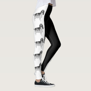 Legging Cocker Spaniel Inglês Desenhado em Preto e Branco