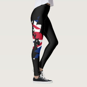 Legging Código de bandeira do Reino Unido Red Blue União