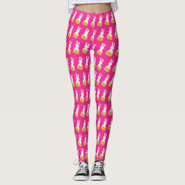 Legging Coelhinho de Páscoa com fundo de cesta Fuchsia