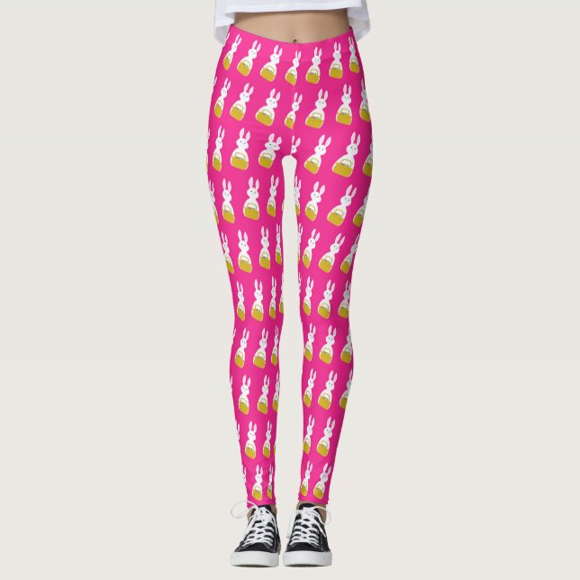 Legging Coelhinho de Páscoa com fundo de cesta Fuchsia (Frente)
