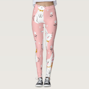 Legging Coelhinhos Brancos: Floral Bonita Sem Semente