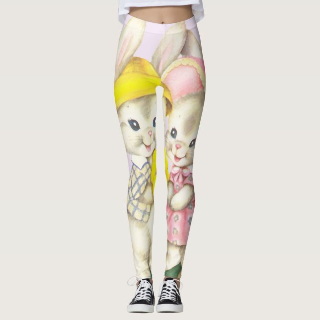 Legging Coelho de coelho da primavera Páscoa (Frente)