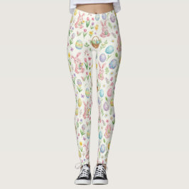 Legging Coelho de Páscoa e Estampa Floral em Pastéis Capri