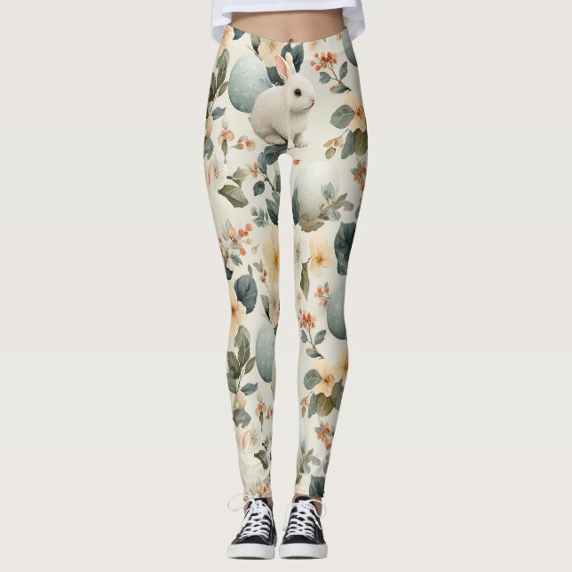 Legging Coelho de Páscoa Floral Vintage (6) (Frente)